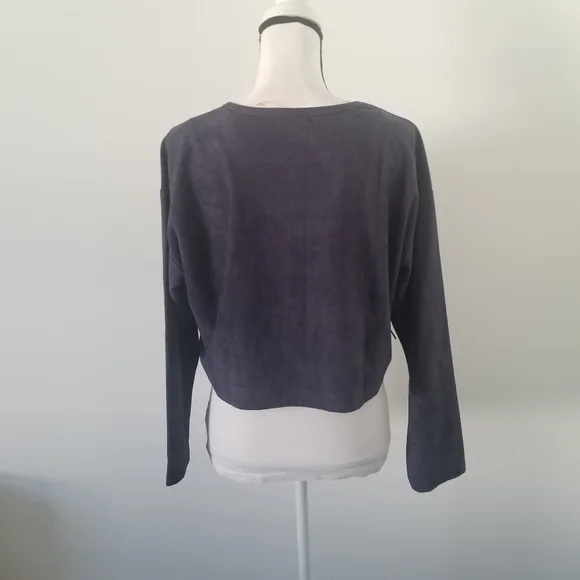 Market Cropped Blue Suede Top Sz Large - Picture 5 of 13